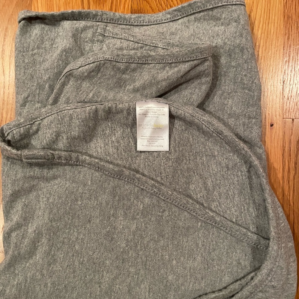 Miracle baby gray swaddle blanket/sack. 100% cotton